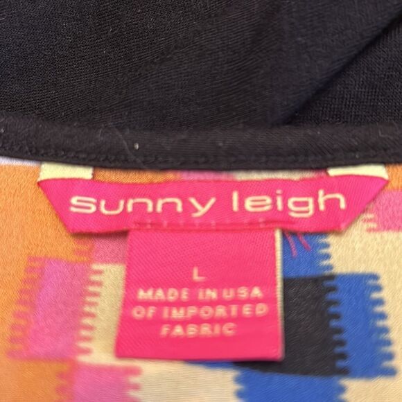 Sunny Leigh cap sleeve multicolored patterned blouse Size L - Picture 7 of 8